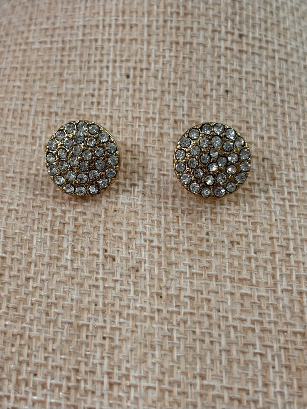 NEW Marlyn Schiff Gold-Tone Round Crystal Pavé Stud Earrings - Sparkling Clear